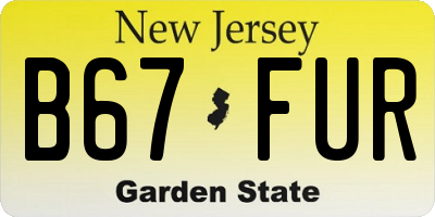 NJ license plate B67FUR