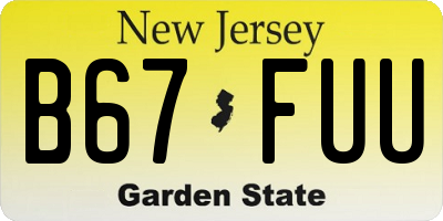 NJ license plate B67FUU
