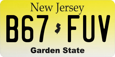 NJ license plate B67FUV