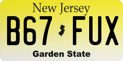 NJ license plate B67FUX