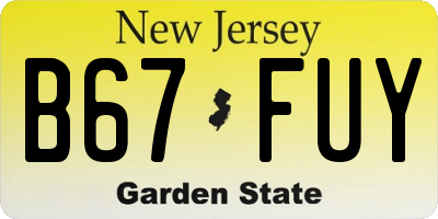 NJ license plate B67FUY