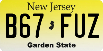 NJ license plate B67FUZ