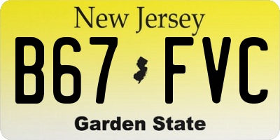 NJ license plate B67FVC