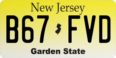 NJ license plate B67FVD