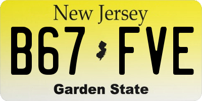 NJ license plate B67FVE