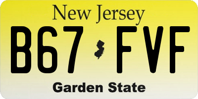 NJ license plate B67FVF
