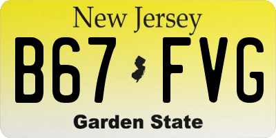 NJ license plate B67FVG