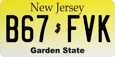 NJ license plate B67FVK