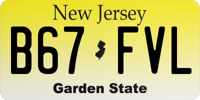NJ license plate B67FVL