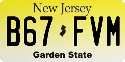 NJ license plate B67FVM