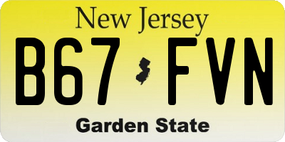 NJ license plate B67FVN