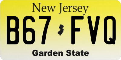 NJ license plate B67FVQ