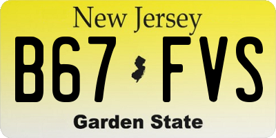 NJ license plate B67FVS