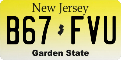 NJ license plate B67FVU