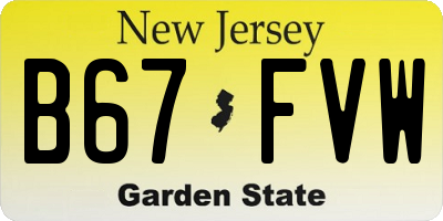 NJ license plate B67FVW