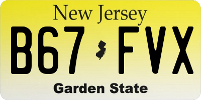 NJ license plate B67FVX