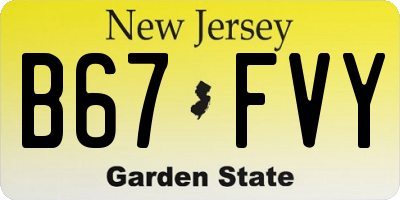 NJ license plate B67FVY