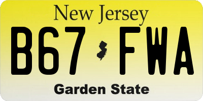 NJ license plate B67FWA