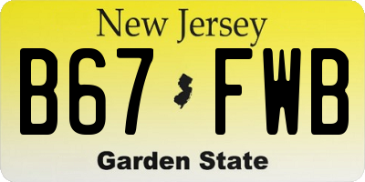 NJ license plate B67FWB