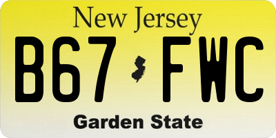 NJ license plate B67FWC