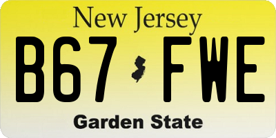 NJ license plate B67FWE