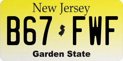 NJ license plate B67FWF