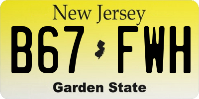 NJ license plate B67FWH