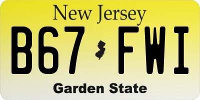 NJ license plate B67FWI