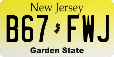 NJ license plate B67FWJ
