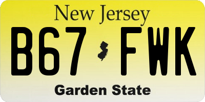 NJ license plate B67FWK