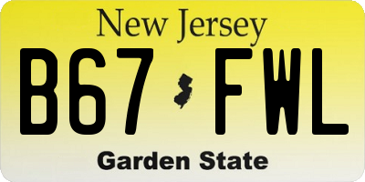 NJ license plate B67FWL