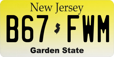 NJ license plate B67FWM