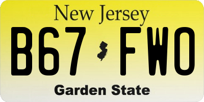 NJ license plate B67FWO
