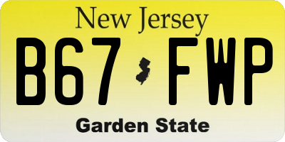 NJ license plate B67FWP
