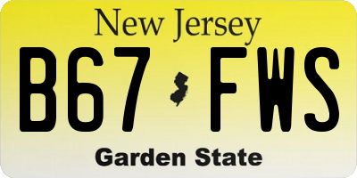 NJ license plate B67FWS