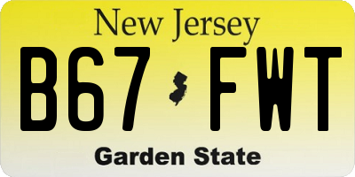 NJ license plate B67FWT