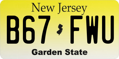 NJ license plate B67FWU