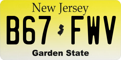 NJ license plate B67FWV