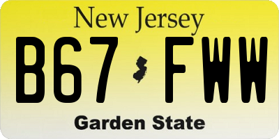 NJ license plate B67FWW