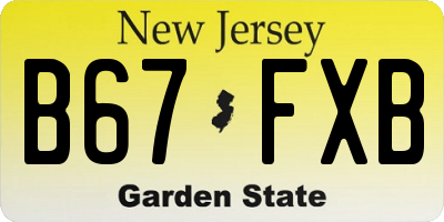 NJ license plate B67FXB