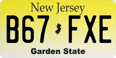 NJ license plate B67FXE