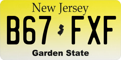 NJ license plate B67FXF