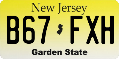NJ license plate B67FXH
