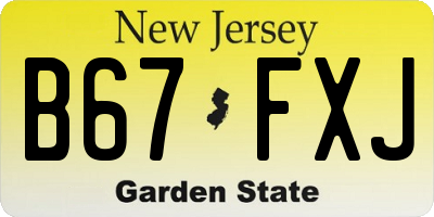 NJ license plate B67FXJ