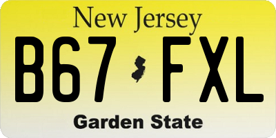 NJ license plate B67FXL