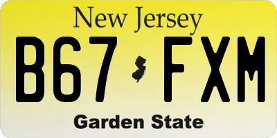 NJ license plate B67FXM