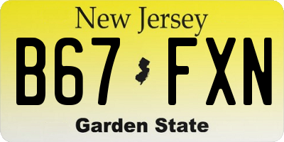 NJ license plate B67FXN