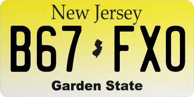 NJ license plate B67FXO
