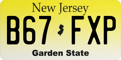 NJ license plate B67FXP