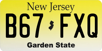 NJ license plate B67FXQ